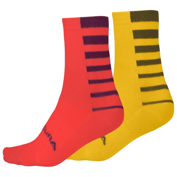 Endura - Coolmax Stripe Socken Doppelpack - Radsocken Gr S/M rot von Endura
