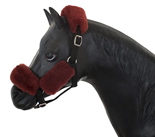 Engel Reitsport | Halfter Set (4-TLG.) inkl. Nasenschoner, Genickschoner und 2X Backenstückbezug - Lammfell Bordeaux rot (Set 4) von Engel Reitsport
