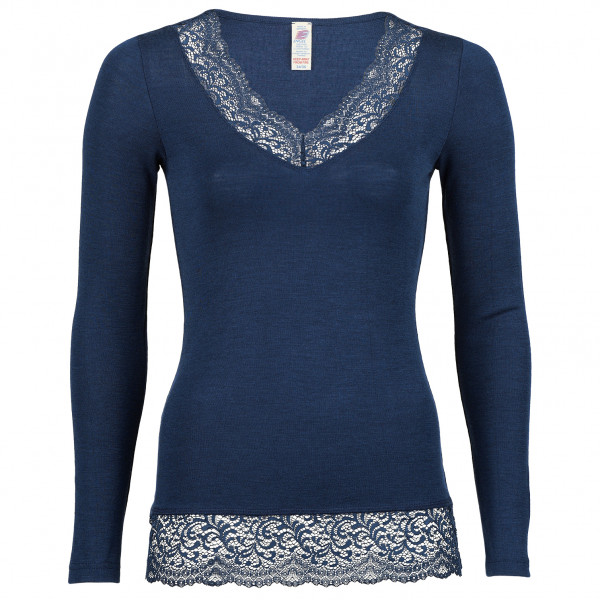 Engel - Women's Shirt L/S mit Spitze - Seidenunterwäsche Gr 34/36;38/40;42/44;46/48 blau von Engel