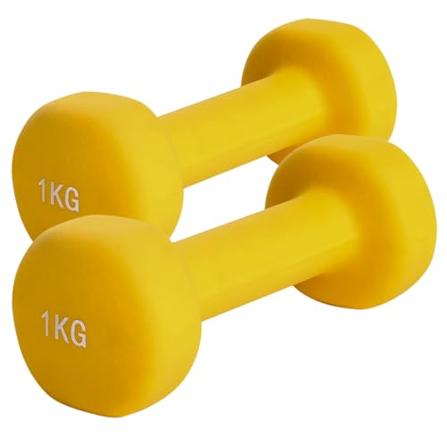 Enjoy Fit® Hanteln Neopren 2er Set 1.5-5.0Kg Kurzhanteln Frauen Hantelset Kleine Hantel Kurzhantelset (2 * 1.0kg Gelb) von Enjoy Fit