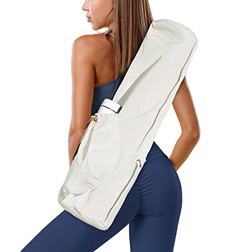 EnjoyActive Yogamatten-Tasche, extra groß, wasserabweisend, mehrere Taschen, verstellbarer Riemen, 2,5 cm dicke Yogamatte (elfenbeinfarben) von EnjoyActive