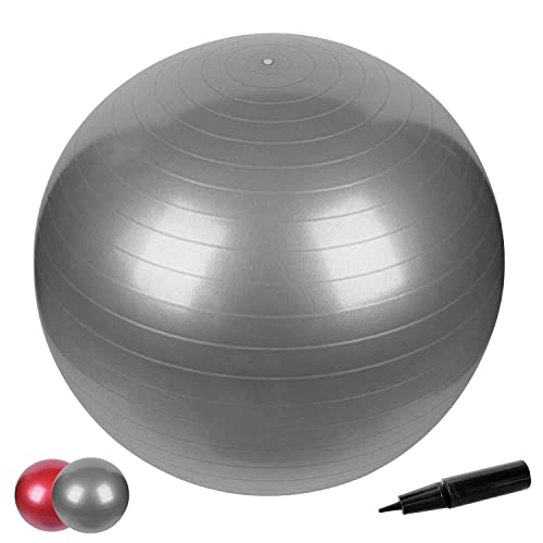 Anti-Burst Gymnastikball in 65cm inkl Pumpe mit Maximalbelastbarkeit bis zu 500kg Core- Sitzball Pilates Ball Yoga Ball & Balance Ball für Home Gym & Büro (Grau) von Enjoy Fit
