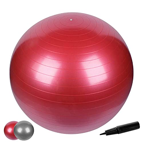 Anti-Burst Gymnastikball in 65cm inkl Pumpe mit Maximalbelastbarkeit bis zu 500kg Core- Sitzball Pilates Ball Yoga Ball & Balance Ball für Home Gym & Büro (Rot) von Enjoy Fit