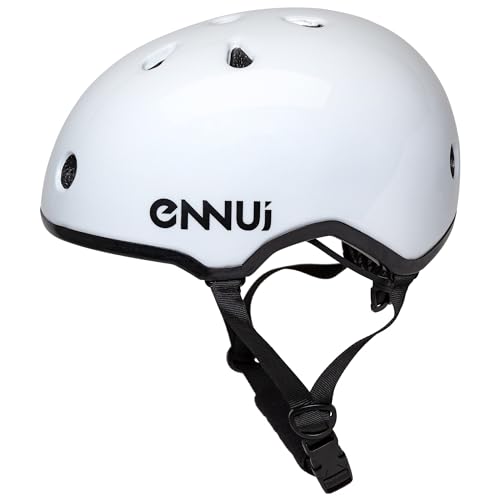 Ennui Erwachsene Helm Elite White (inkl. herausnehmbarem Visor), für Inline, Skateboard, Fahrrad, Scooter von Ennui