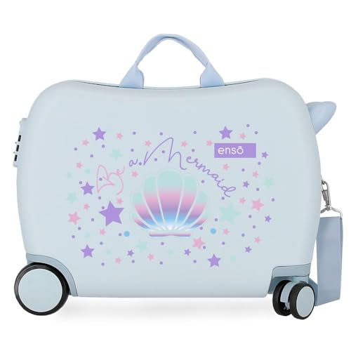 Enso Be a Mermaid Kinder-Koffer Blau 50x38x20 cms Hartschalen ABS Kombinationsschloss 34L 2,1Kgs 4 Räder Handgepäck von Enso