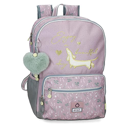 Enso Beautiful day Lila Schulrucksack mit zwei Fächern, 32 x 44 x 17 cm, Polyester, 23,94 l von Enso