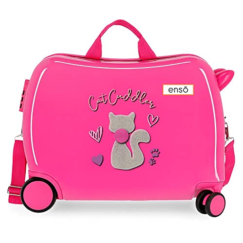 Enso Cat Cuddler Kinderkoffer, Rosa, 50 x 38 x 20 cm, starr, ABS-Kombinationsverschluss, 34 l, 1,8 kg, 4 Räder, Handgepäck von Enso