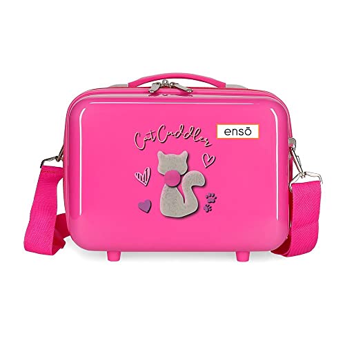 Enso Cat Cuddler Kulturbeutel, anpassbar, mit Umhängetasche, rosa, 29 x 21 x 15 cm, starr, ABS 9,14 l von Enso