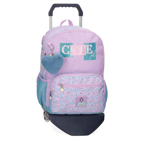Enso Süßes Mädchen Schulrucksack mit Doppelfach und lilafarbenem Trolley 32 x 44 x 17 cm, Polyester, 23,94 l von Enso