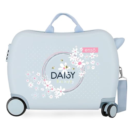 Enso Daisy Kinderkoffer, Blau, 50 x 38 x 20 cm, starr, ABS, seitlicher Zahlenkombinationsverschluss 34 1,8 kg, 4 Räder, Handgepäck. von Enso