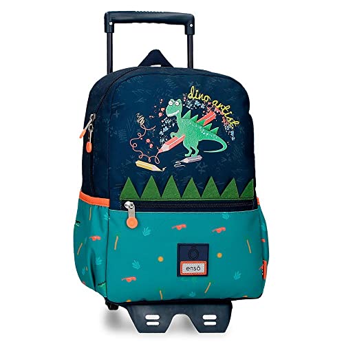 Enso Dino artist Schulrucksack mit Trolley Multicolor 25x32x12 cm Polyester 9,6L von Enso