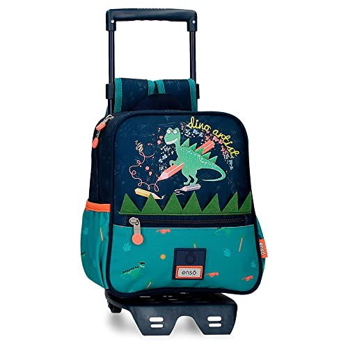 Enso Dino artist Vorschulrucksack mit Trolley Mehrfarbig 23x25x10 cm Polyester 5.75L von Enso