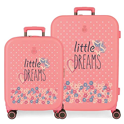 Enso Little Dreams Pink Kofferset 55/70 cm Starres ABS TSA Integriertes Schloss 116L 7,54 kg 4 Doppelrollen Handgepäck... von Enso