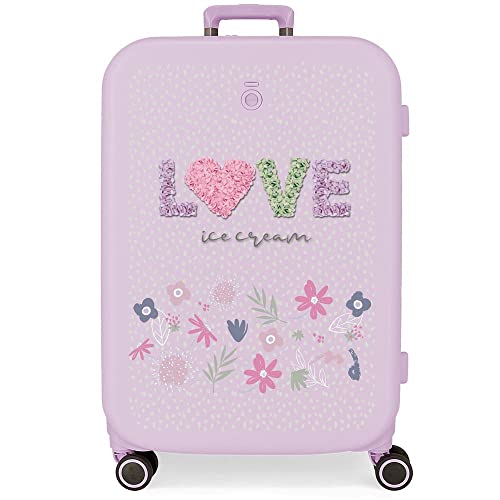 Enso Love Ice Cream Mittelgroßer Koffer Lila 48x70x28 cm Starres ABS Integrierter TSA-Verschluss 79L 4,32 kg 4 Doppelräder von Enso