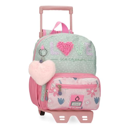 Enso Love Ice Cream Rucksack mit Trolley, Grün, 23 x 28 x 10 cm, Polyester, 6,44 l, grün, Talla única, Rucksack mit Trolley von Enso