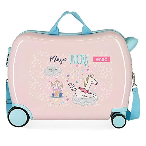 Enso Magic Unicorn Kinderkoffer, Rosa, 50 x 38 x 20 cm, starr, ABS-Kombinationsverschluss, 34 l, 1,8 kg, 4 Räder, Handgepäck von Enso
