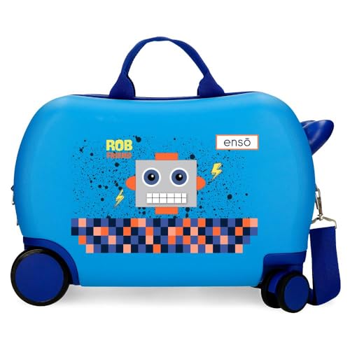Enso Rob Friend Kinderkoffer, Blau, 45 x 31 x 20 cm, Harter ABS-Kunststoff, 24,6 l, 1,8 kg, 4 Räder, Handgepäck, blau, Kinderkoffer von Enso