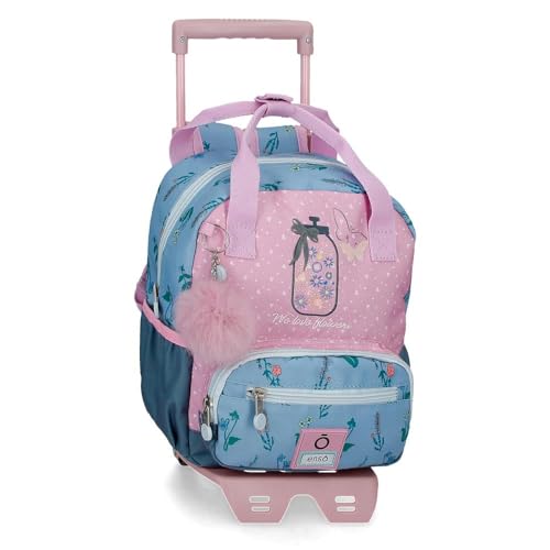 Enso We Love Flowers Kleiner Rucksack mit Trolley, Rosa, 23 x 28 x 10 cm, Polyester, 6,44 l, Rosa, Kleiner Rucksack mit Trolley von Enso