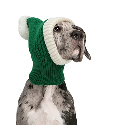 Hunde Wintermütze, Exquisite Verarbeitung Wollmaterial Warme Winterhundemütze für mittelgroße Hunde für Katzen für kleine Hunde(Grün, L) von Entatial
