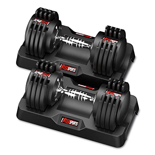 EnterSports 12kgx2 Verstellbare Hanteln Einstellbare Platzsparende Hantel, Hanteln Verstellbar mit rutschfestem Griff 5 Gewichtsstufen-2-12kg, Gut für Zuhause, Büro, Fitnessstudio, Körpertraining von EnterSports