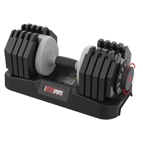 EnterSports 27kg Verstellbare Hanteln, 10 Hantelgewichtsstufen (2-27kg) für Platzsparende, Rutschfeste Griffe mit Sicherheitsverriegelung, Home Gym Krafttrainingsgeräte für Bodybuilding von EnterSports