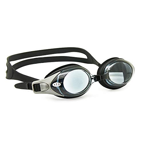 EnzoDate optische Brille Hyperopie RX + 1 bis + 8 Myopie - 1 bis-8 Erwachsene Kinder unterschiedliche Stärken für jedes Auge Schwimmen(Kraft: +5,Schwarz) von EnzoDate