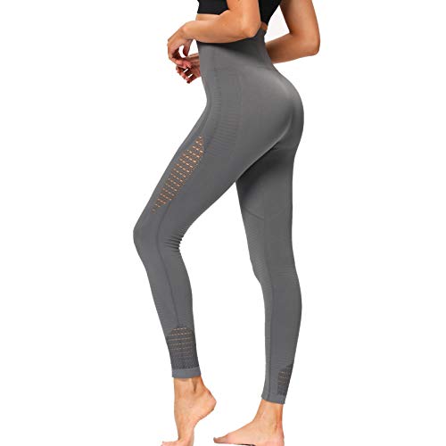 Amazon Brand – Eono Yoga Leggings Damen Sport Tights Sporthose Sportleggins Lang High Waist Leggins Hose Seamless Kompressionsleggins, Medium -Grau von Eono