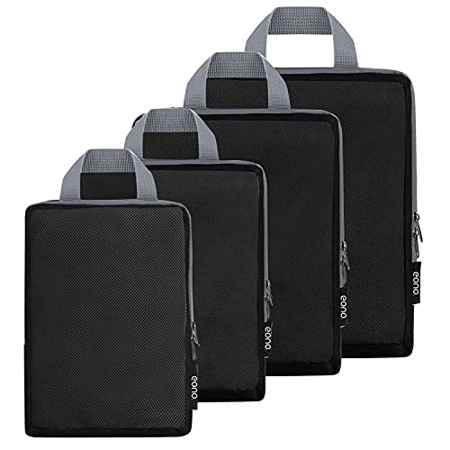 Eono Komprimierbaren Packwürfeln zur Organisation Ihres Reisegepäcks, Compression Packing Cube, Packtaschen Set & Gepäck Organizer für Rucksack & Koffer - Net, 4-teilig von Eono