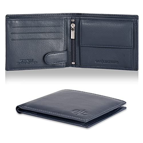 Eono Blau | Ledergeldbörse für Herren | echtes Leder Portemonnaie | RFID-Schutz | Geldbörse mit Münzfach | 6 Kartenfächer | Herrenbrieftasche mit Geschenkbox von Eono