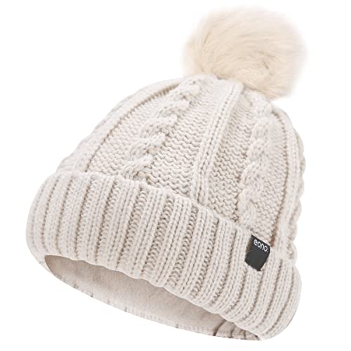 Eono Wintermütze Strickmütze Unisex-Mütze Warme Beanie Winter Mütze Weiche Cuffed Plain Hat für Damen und Herren (Beige) von Eono