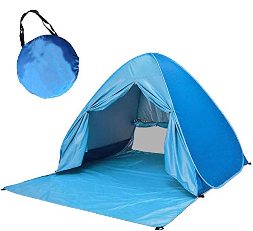 Eplze Strandzelt, Extra Leicht Automatik Strandmuschel mit Boden Sonnenschutz UV-Schutz, Familie Tragbares Strand-Zelt Outdoor Beach Tent Tragbar (Blau) von Eplze