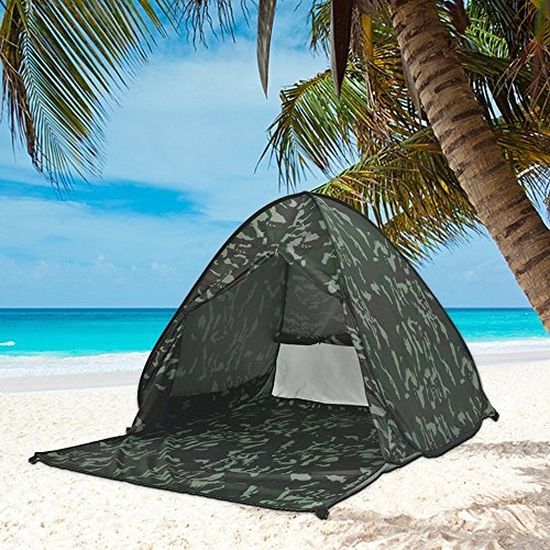 Eplze Strandzelt, Extra Leicht Automatik Strandmuschel mit Boden Sonnenschutz UV-Schutz, Familie Tragbares Strand-Zelt Outdoor Beach Tent Tragbar (Tarnfarbe) von Eplze