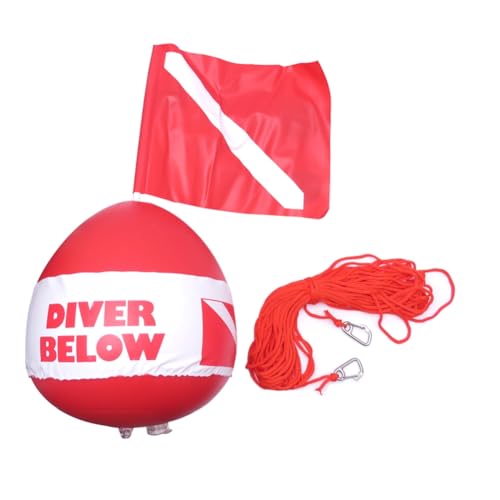 Epodmalx Schwimmender Tauchball, aufblasbar, schwimmende Kugel und Flagge mit Seil, PVC-Kugel für Taucher- und Schwimmausrüstung von Epodmalx
