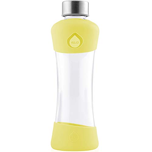 EQUA Active Lemon Trinkflasche 0,5L - Glasflasche 550 ml mit Silikonhülle - Wasserflasche aus Borosilikatglas - Sportflasche Glas - Designflasche von EQUA