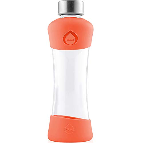 EQUA Active Tangerine Trinkflasche 0,5L - Glasflasche 550 ml mit Silikonhülle - Wasserflasche aus Borosilikatglas - Sportflasche Glas - Designflasche von EQUA