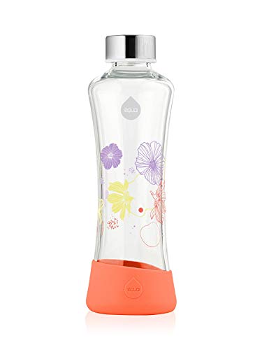 EQUA Flowerhead Trinkflasche Glas Poppy 550 ml - Sportflasche - Wasserflasche - Designer Glasflasche 0,5 l von EQUA