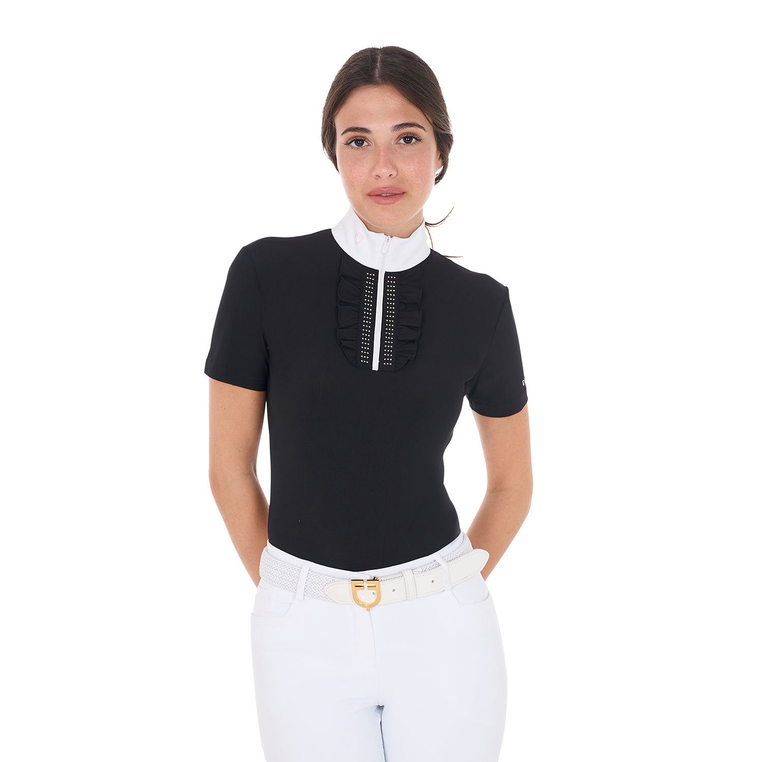 Equestro Slim Fit kurzarm Turniershirt mit Strass Damen von Equestro