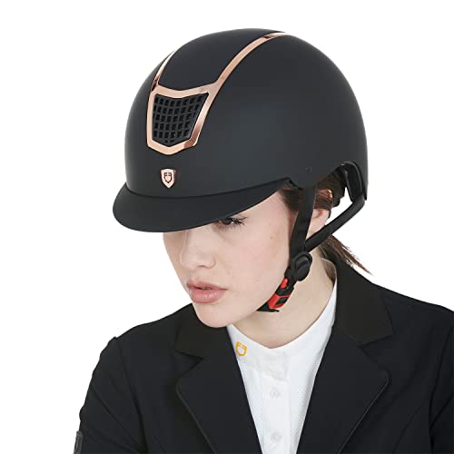 Equestro - EQUESTRO Ultra-Light Helm, Farbe schwarz-gold, Größe M (56-58 cm) von Equestro