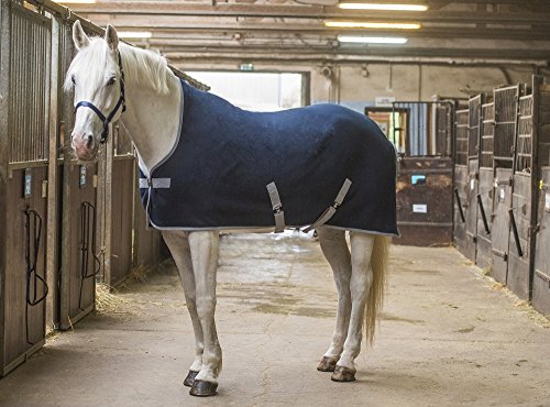 Equi-Theme/Equit'M Unisex's 400639760 Epaisse Polar Fleece-Spannbettlaken mit hohem Hals, Marineblau/Grau, 183 cm von Equi-Theme/Equit'M