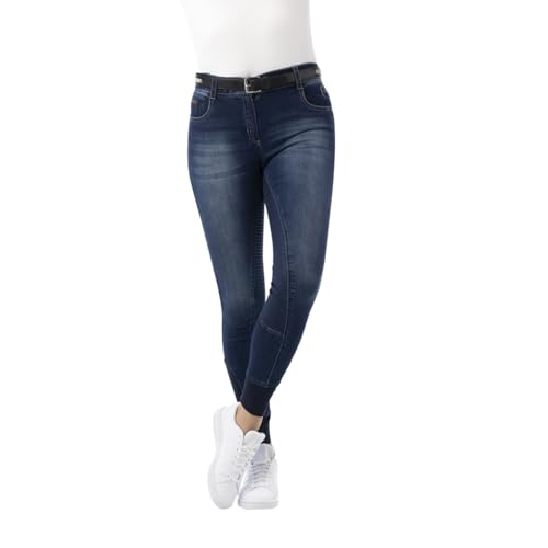 Equi-Theme Damen Reithose Texas Jeans mit Silikon Vollbesatz, Größe 36, Farbe blau von Equi-Theme