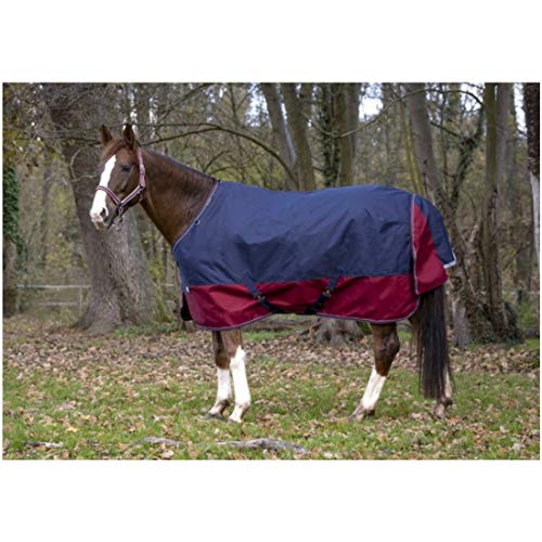 Stalldecke TYREX 1200D EquiTheme Marineblau/Bordeauxrot 135cm von Equi-Theme