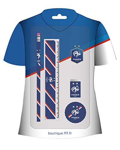 Schulset FFF – Bleistift, Radiergummi, Spitzer, Lineal, 15 cm von Equipe de France de Football