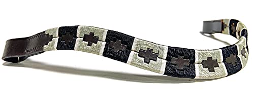 Equipride Argentona Polo-Stirnband für Zaumzeug, bestickt, Gaucho Grau (schwarzes Leder, Cob (38,1 cm) von Equipride