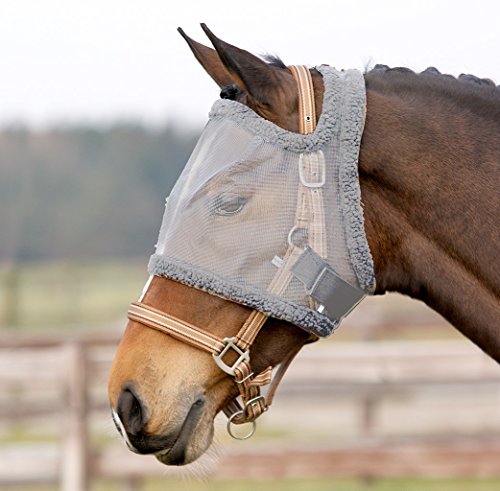 Equipride QHP Fliegenmaske für Pferde, ohne Ohrenschutz, Sheland bis Extra Full (extra voll, grau) von Equipride