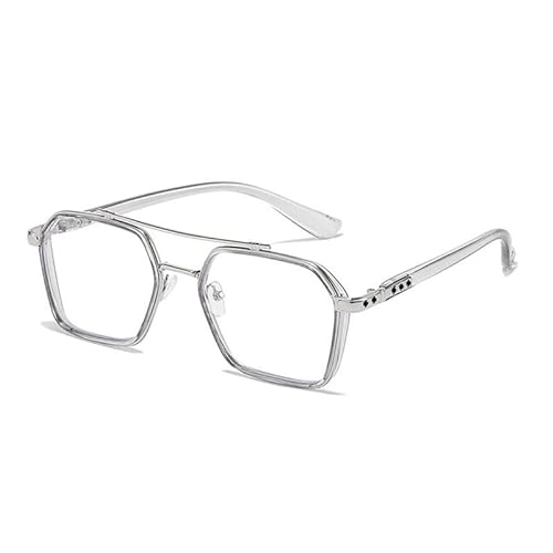 Double Bridge Square Brille Frauen Männer Anti-Blau Licht Transparente Brille Metallrahmen Klare Brille von Equirider