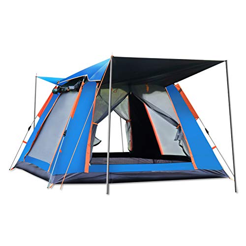 Ergocar Wasserdicht Outdoor leichtes Pop Up Wurfzelt 3-4 Personen Sonnenschutz Schnell Set-up Kuppelzelte für Camping, Rucksackreisen, Wandern und andere Outdoor-Aktivitäten (Blau, Vinyl) von Ergocar
