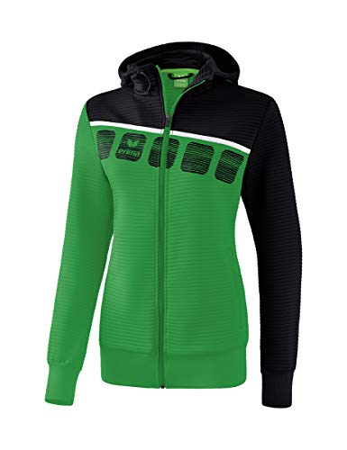 ERIMA Damen 5-C Trainingsjacke mit Kapuze, smaragd/schwarz/weiß, 34, 1031914 von Erima
