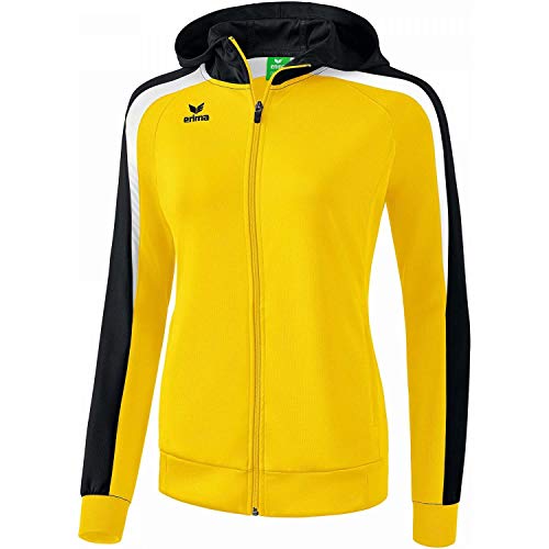 ERIMA Damen Jacke Liga 2.0 Trainingsjacke mit Kapuze, gelb/schwarz/weiß, 36, 1071858 von Erima