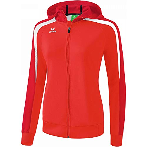 ERIMA Damen Jacke Liga 2.0 Trainingsjacke mit Kapuze, rot/dunkelrot/weiß, 34, 1071851 von Erima