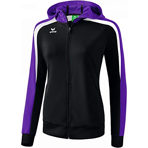 ERIMA Damen Jacke Liga 2.0 Trainingsjacke mit Kapuze, schwarz/violet/weiß, 46, 1071860 von Erima